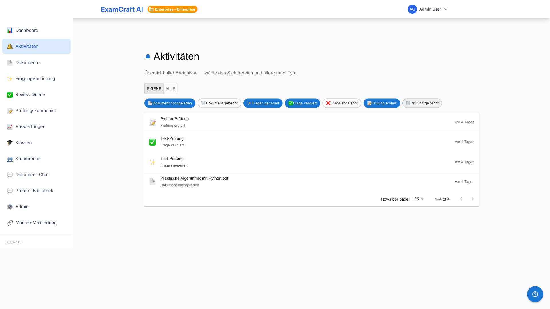 Aktivitäten — Filter