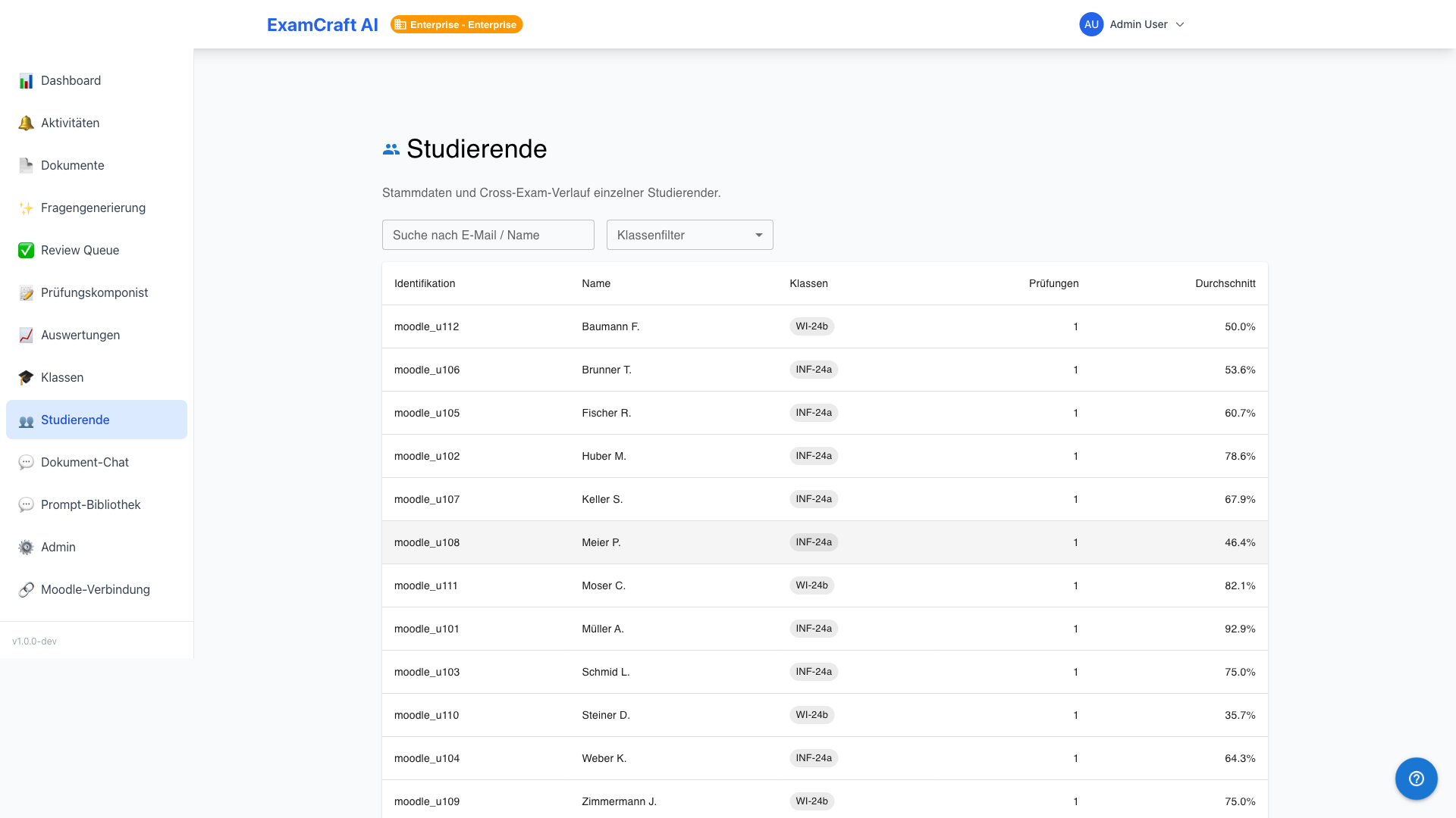 Studierende — Stammdaten-Liste
