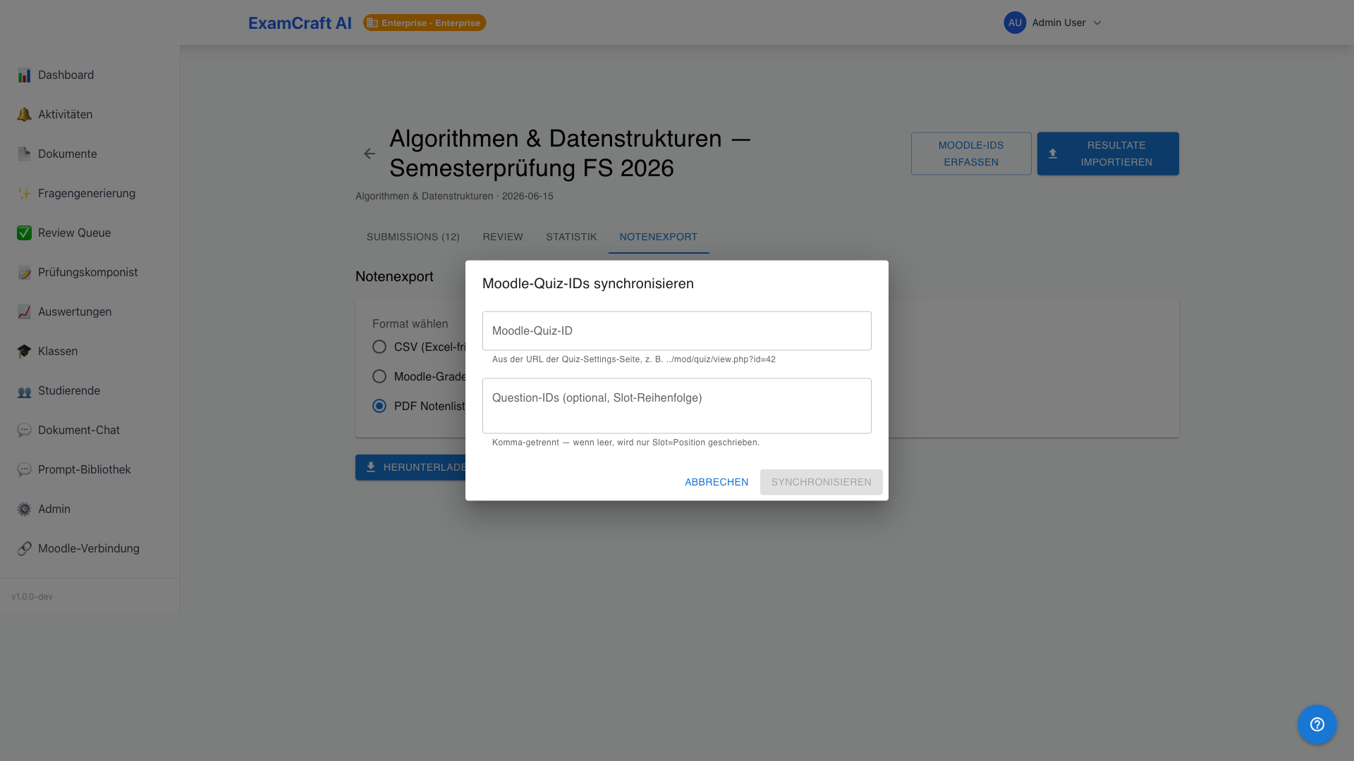 Moodle-IDs synchronisieren