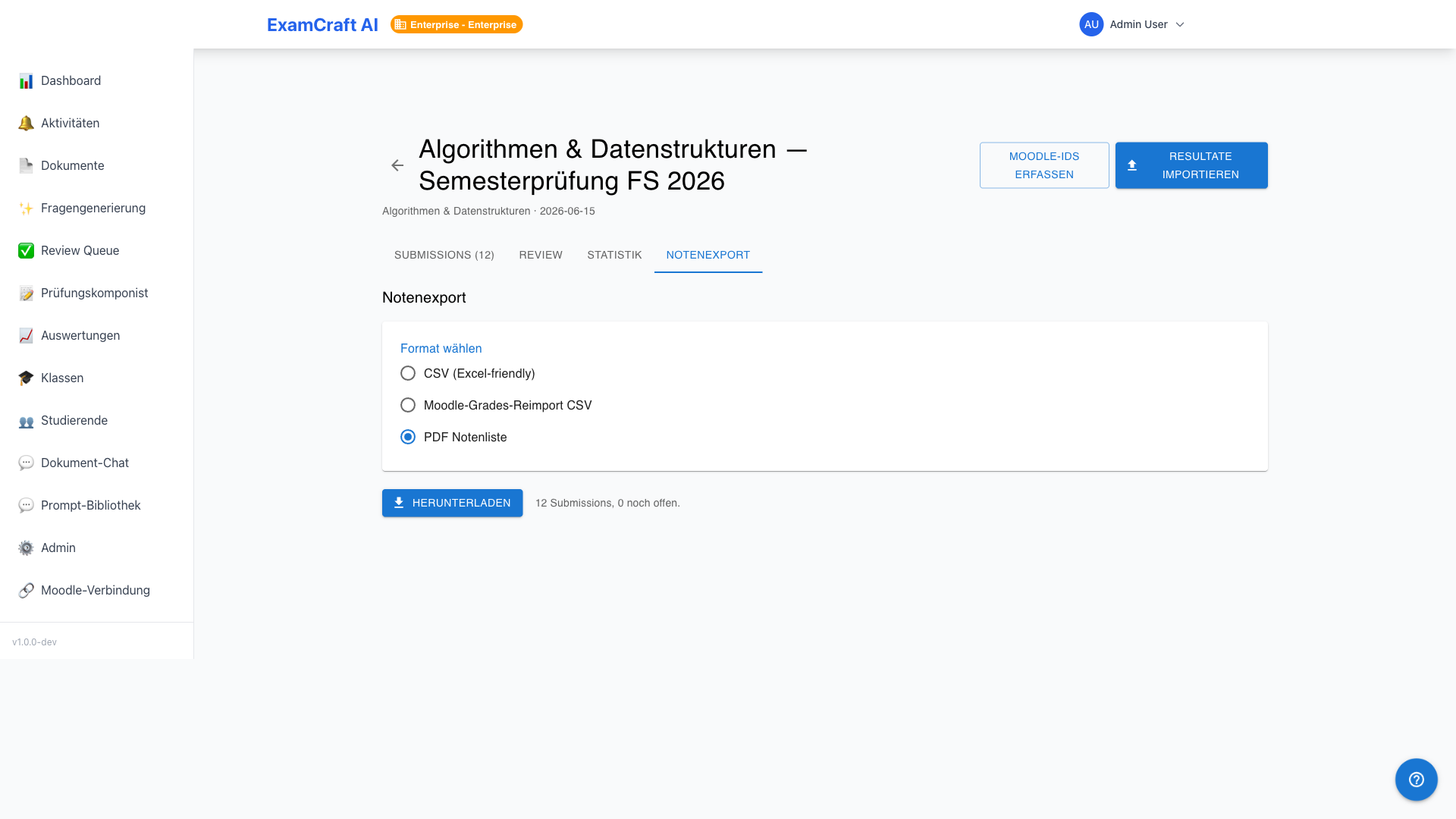 Notenexport — PDF-Beispiel