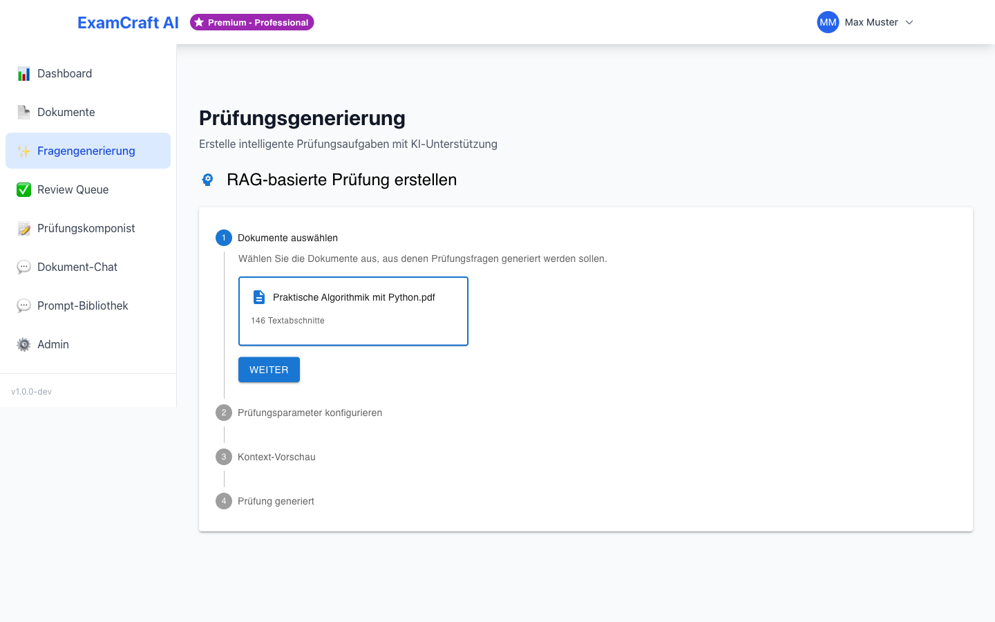Schritt 1 — Dokumentenauswahl