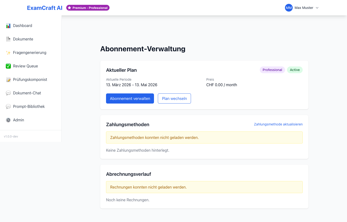 Abonnement-Seite